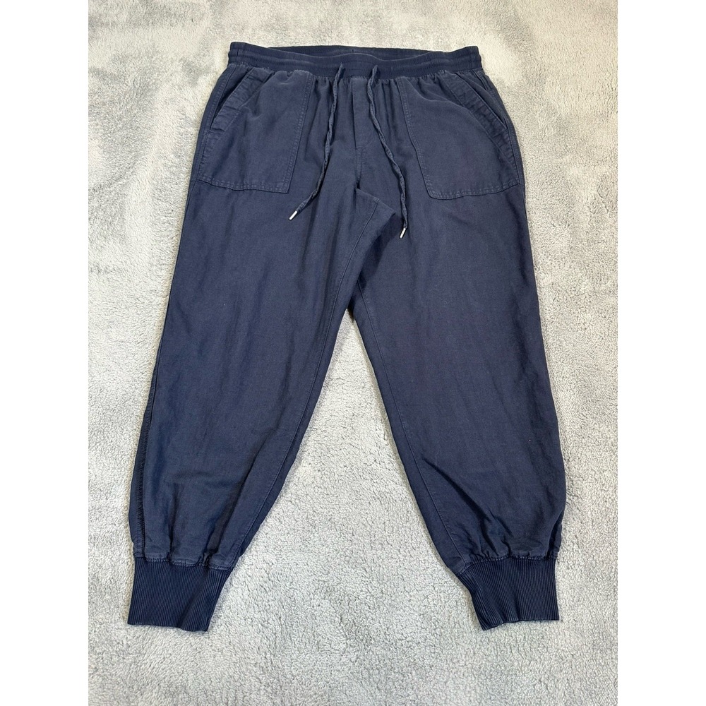 Gap Pants Womens XL Blue Linen Blend Utility Joggers Coastal Pull On